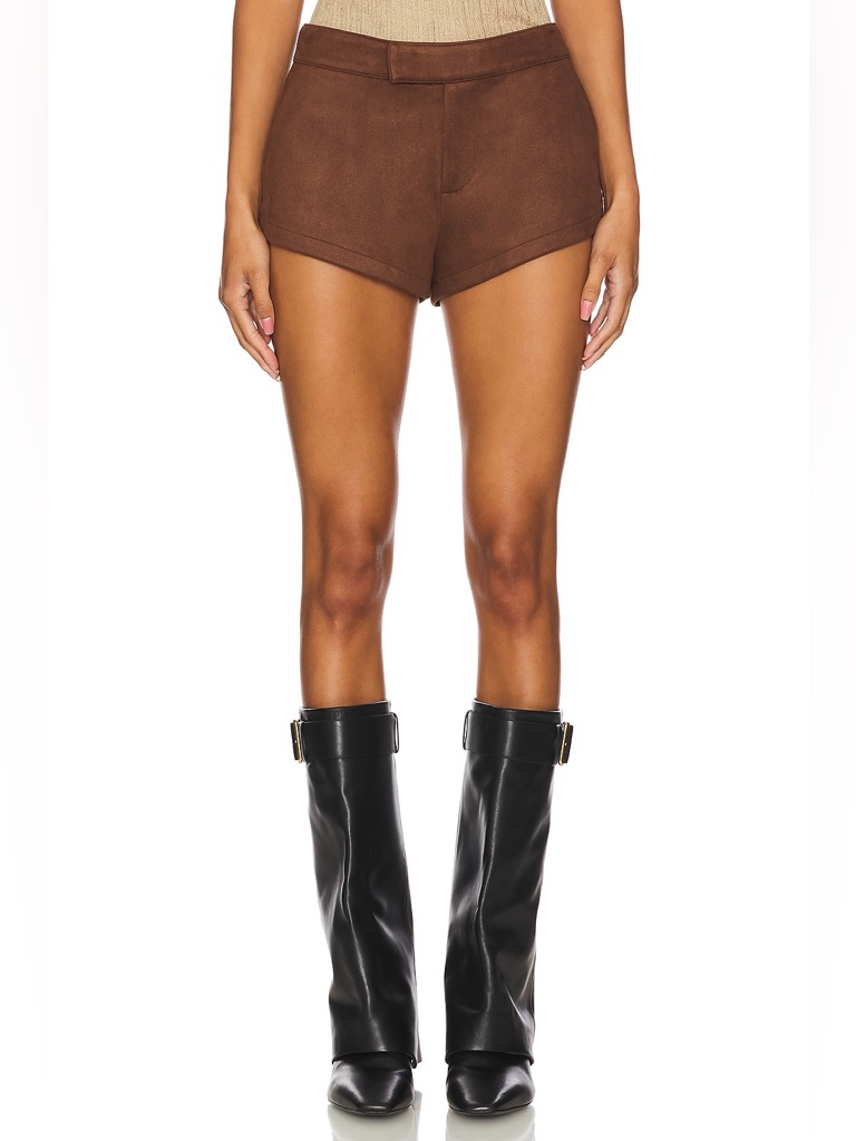 Nakedvice Women’s Elliot Faux Suede Hot Pants Size Xs Brown Chocolate New
